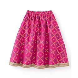 Babyhug Sleeveless Floral Embroidered Lehenga Choli and Dupatta - Fuschia & Green