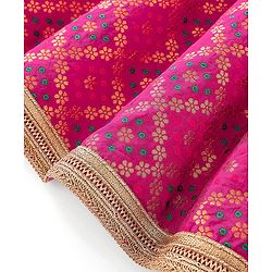 Babyhug Sleeveless Floral Embroidered Lehenga Choli and Dupatta - Fuschia & Green