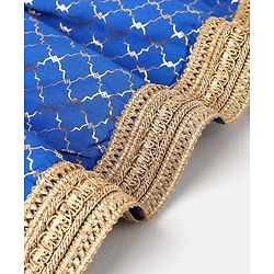 Babyhug Sleeveless Embroidered Choli With Foil Printed Lehenga and Dupatta Set -Blue