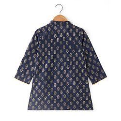 Babyhug Full Sleeves Foil Printed Kurta Pajama Set - Blue