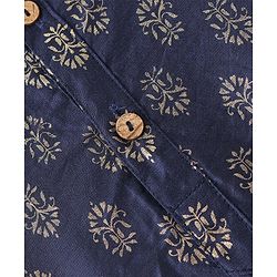 Babyhug Full Sleeves Foil Printed Kurta Pajama Set - Blue