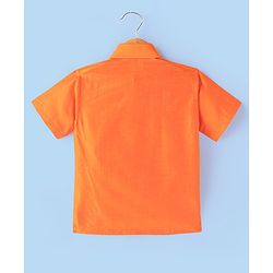 Babyhug Woven Half Sleeves Solid Color Shirt & Mundu Set - Orange