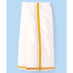 Babyhug Woven Half Sleeves Solid Color Shirt & Mundu Set - Orange