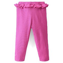 Babyhug Cotton Lycra Full Length Leggings with Frill Detailing - Fuchsia