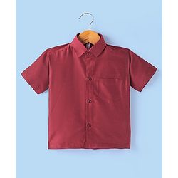 Babyhug Half Sleeves Solid Color Shirt & Mundu Set - Red