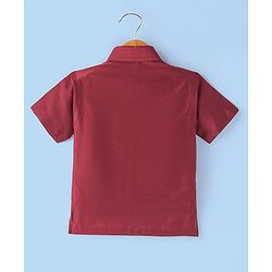 Babyhug Half Sleeves Solid Color Shirt & Mundu Set - Red