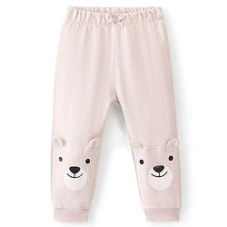 Babyhug Cotton Looper Full Length Lounge Pant Bear Face Printed - Cream