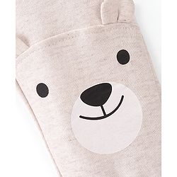 Babyhug Cotton Looper Full Length Lounge Pant Bear Face Printed - Cream