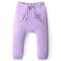 Babyhug Cotton Looper Full Length Diaper Pant Solid Color with Front Pockets - Purple