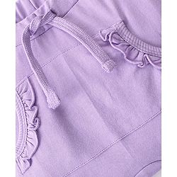 Babyhug Cotton Looper Full Length Diaper Pant Solid Color with Front Pockets - Purple
