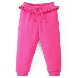 Babyhug Full Length Quilted Lounge Pant with Frill Design- Fuchsia