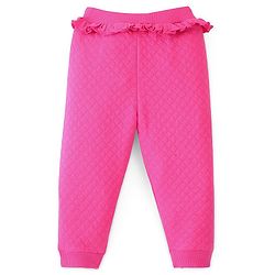 Babyhug Full Length Quilted Lounge Pant with Frill Design- Fuchsia