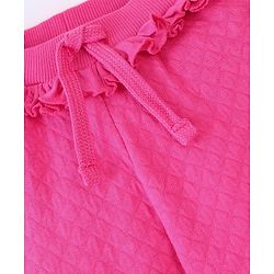Babyhug Full Length Quilted Lounge Pant with Frill Design- Fuchsia