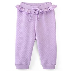 Babyhug Quilted Cotton Looper Full Length Solid Lounge Pant  - Lavender