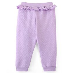 Babyhug Quilted Cotton Looper Full Length Solid Lounge Pant  - Lavender