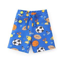 Babyhug Cotton Single Jersey Knit Half Sleeves T-Shirt & Shorts Football Print - Cream & Blue