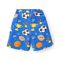 Babyhug Cotton Single Jersey Knit Half Sleeves T-Shirt & Shorts Football Print - Cream & Blue