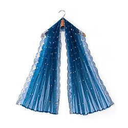 Babyhug Half Sleeves Velvet Sequenced Choli with Embroidered Lehenga  and Dupatta Set - Navy Blue