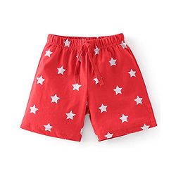 Babyhug Cotton Knit Shorts Striped & Stars Print Pack of 3 - Red Yellow & Blue