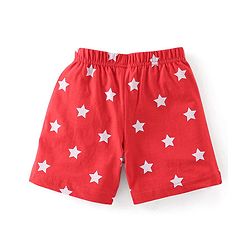Babyhug Cotton Knit Shorts Striped & Stars Print Pack of 3 - Red Yellow & Blue