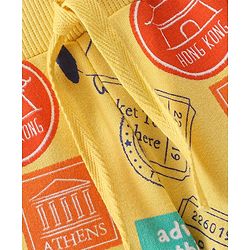 Babyhug Cotton Knit Full Length Lounge Pant Bear Printed - Yellow