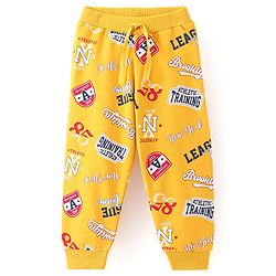 Babyhug Cotton Knit Full Length Lounge Pant Text Printed - Yellow