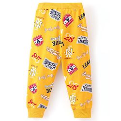 Babyhug Cotton Knit Full Length Lounge Pant Text Printed - Yellow