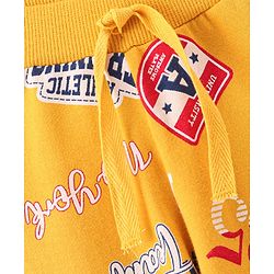 Babyhug Cotton Knit Full Length Lounge Pant Text Printed - Yellow