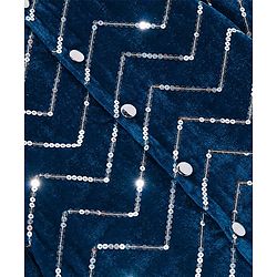 Babyhug Velvet Sequenced Embroidered Full Sleeves Sherwani Kurta Pyjama Set - Navy Blue