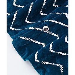 Babyhug Velvet Sequenced Embroidered Full Sleeves Sherwani Kurta Pyjama Set - Navy Blue