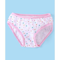 Babyhug 100% Cotton Knit Floral & Polka Dots Printed Panties Pack of 3 - Pink & White