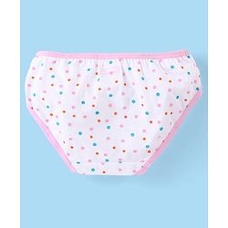 Babyhug 100% Cotton Knit Floral & Polka Dots Printed Panties Pack of 3 - Pink & White