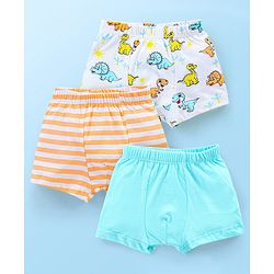 Babyhug 100% Cotton Trunk Dino Print Pack of 3 - Multicolour