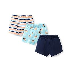 Babyhug 100% Cotton Trunks Stripes & Tiger Print Pack of 3- Blue & Orange