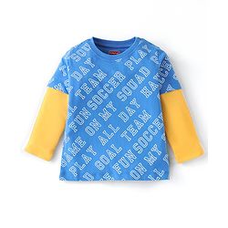 Babyhug Cotton Knit Full Sleeves T-Shirt Text Print - Blue