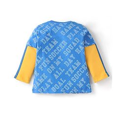 Babyhug Cotton Knit Full Sleeves T-Shirt Text Print - Blue