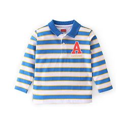 Babyhug Cotton Knit Full Sleeves Striped T-Shirt - Blue & White