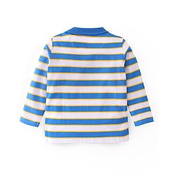 Babyhug Cotton Knit Full Sleeves Striped T-Shirt - Blue & White