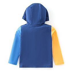 Babyhug 100% Cotton Full Sleeves Cut & Sew T-Shirt With Hood & Graphics - Multicolour