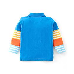 Babyhug Cotton Knit Full Sleeves Striped Polo T-Shirt with Cut & Sew Design - Multicolour