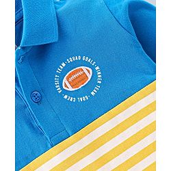Babyhug Cotton Knit Full Sleeves Striped Polo T-Shirt with Cut & Sew Design - Multicolour