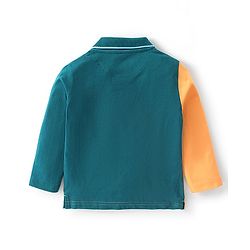 Babyhug Cotton Knit Full Sleeves Cut & Sew T-Shirt Text Print - Green Yellow & White