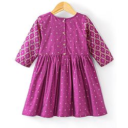 Babyhug Three Fourth Sleeves Foil Printed Kurti Pant and Dupatta - Fuchsia