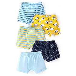 Babyhug 100% Cotton Trunk Dino Print Pack Of 5 - Green Blue & Yellow