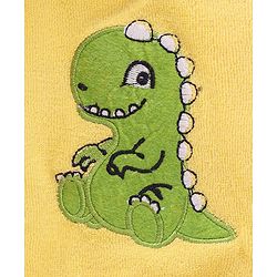 Babyhug Cotton Terry Knit Full Sleeves Hooded Bath Robe Dino Embroidery - Yellow