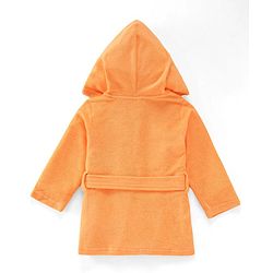 Babyhug Terry Knit Full Sleeves Hooded Bath Robe Airplane Design - Yellow