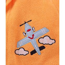 Babyhug Terry Knit Full Sleeves Hooded Bath Robe Airplane Design - Yellow