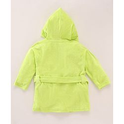 Babyhug Full Sleeves Bath Robe with Hood Tiger Patch - Green