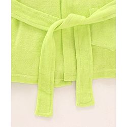 Babyhug Full Sleeves Bath Robe with Hood Tiger Patch - Green