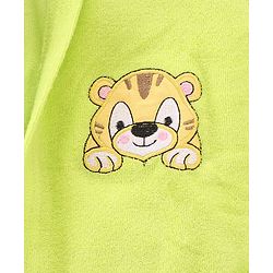 Babyhug Full Sleeves Bath Robe with Hood Tiger Patch - Green